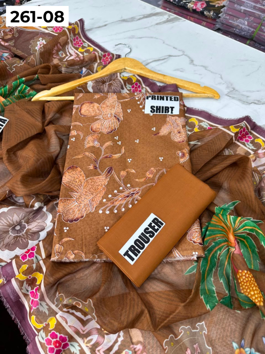 VOL 261 | DS 08 | m basics By Maria-B | DIGITAL PRINTED LAWN THREE PIECES
