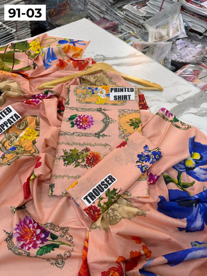 VOL 91 | DS 03 | DIGITAL PRINTED LAWN 3PC LAWN DUPATTA