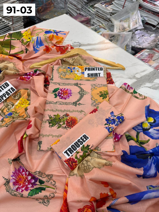 VOL 91 | DS 03 | DIGITAL PRINTED LAWN 3PC LAWN DUPATTA