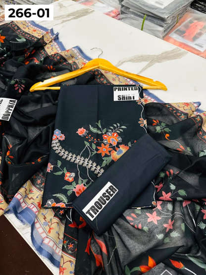 VOL 266 | DS 01 | AFSAANAH By SHANAYA | DIGITAL PRINTED 3PC LAWN SHIRT, DYED TROUSER, PRINTED VOIL DUPATTA