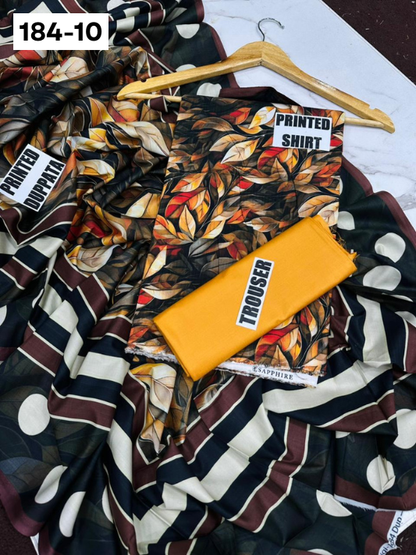 VOL 184 | DS 10 | DIGITAL PRINTED BANADORA LINEN 3PC LINEN DUPATTA
