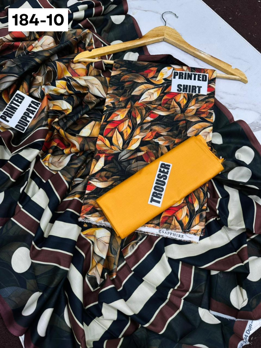 VOL 184 | DS 10 | DIGITAL PRINTED BANADORA LINEN 3PC LINEN DUPATTA