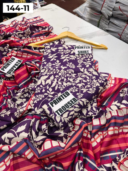 VOL 144 | DS 11 | DIGITAL PRINTED LAWN 3PC VOIL LAWN DUPATTA