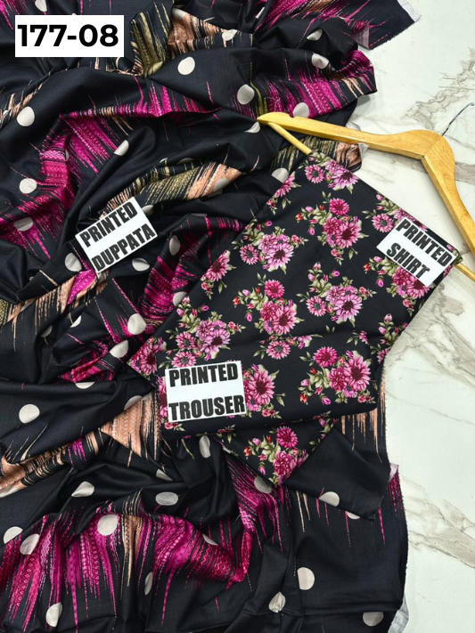 VOL 177 | DS 08 | DIGITAL PRINTED LINEN 3PC LINEN DUPATTA