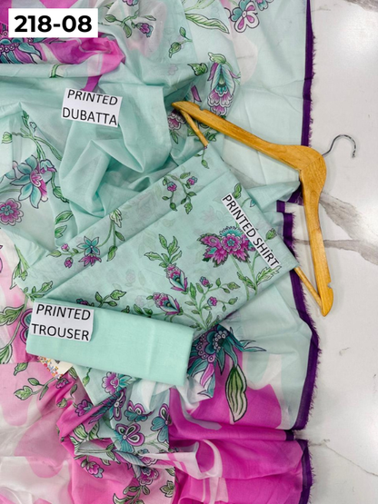 VOL 218 | DS 08 | Madham By Lala | LAWN DIGITAL PRINTED LAWN SHIRT PLAIN TROUSER VOIL LAWN DUPATTA