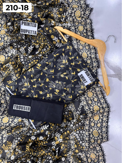 VOL 210 | DS 18 | SAPPHIRE LAWN 3PC DIGITAL PRINTED LAWN SHIRT VOIL LAWN DUPATTA DYED TROUSER