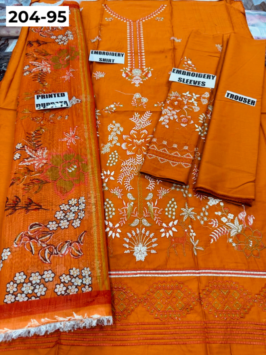 Vol 204 | DS 95 | LAWN EMBROIDERED THREE PIECE COLLECTION