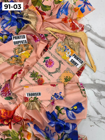 VOL 91 | DS 03 | DIGITAL PRINTED LAWN 3PC LAWN DUPATTA