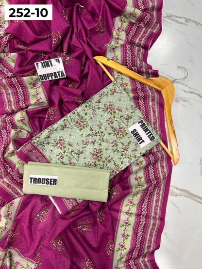 VOL 252 | DS 10 | Mirha LAWN | DIGITAL PRINTED LAWN 3PC PRINTED LAWN SHIRT PLAIN TROUSER PRINTED LAWN DUPATTA