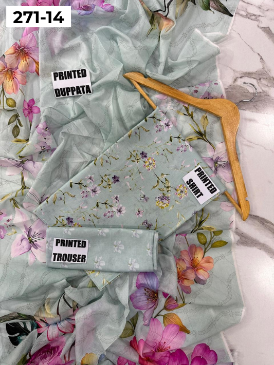VOL 271 | DS 14 | Sana safinaz | DIGITAL PRINTED 3PC LAWN SHIRT, PRINTED TROUSER, PRINTED VOIL DUPATTA