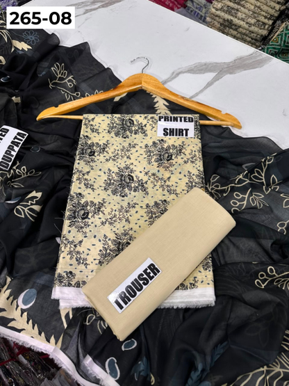 VOL 265 | DS 08 | LALA CLASSIC | DIGITAL PRINTED 3PC LAWN SHIRT, DYED TROUSER, PRINTED VOIL DUPATTA