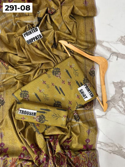 VOL 291 | DS 08 | PREMIUM CORDUROY DHANAK WINTER COLLECTON - DIGITAL PRINTED 3 PIECE SUIT | PRINTED ALLOVER SHIRT & TROUSER | PRINTED DUPATTA