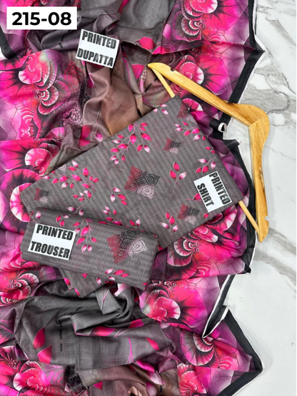 VOL 215 | DS 08 | DIGITAL PRINTED BANADORA LAWN 3PC VOIL LAWN DUPATTA