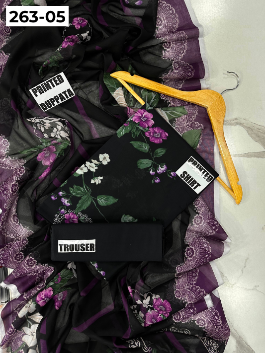 VOL 263 | DS 05 | RIWAYAT By SHANAYA | DIGITAL PRINTED 3PC LAWN SHIRT, DYED TROUSER, PRINTED VOIL DUPATTA