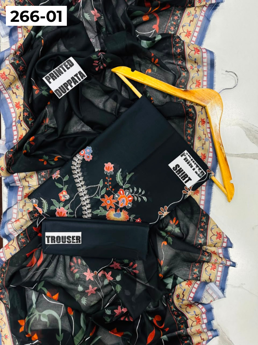 VOL 266 | DS 01 | AFSAANAH By SHANAYA | DIGITAL PRINTED 3PC LAWN SHIRT, DYED TROUSER, PRINTED VOIL DUPATTA