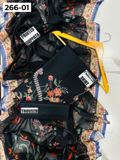 VOL 266 | DS 01 | AFSAANAH By SHANAYA | DIGITAL PRINTED 3PC LAWN SHIRT, DYED TROUSER, PRINTED VOIL DUPATTA