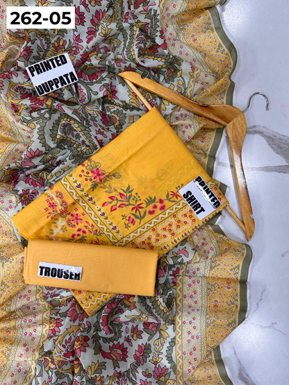 VOL 262 | DS 05 | MINHA By SHANAYA | DIGITAL PRINTED 3PC LAWN SHIRT, DYED TROUSER, PRINTED VOIL DUPATTA