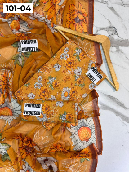 VOL 101 | DS 04 | DIGITAL PRINTED LAWN 3PC BAMBER CHIFFON DUPATTA