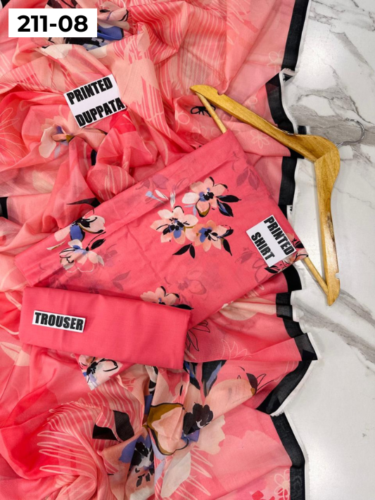 MADHAM BY LALA LAWN 3PC VOL 211 | DS 08 | DIGITAL PRINTED LAWN SHIRT VOIL LAWN DUPATTA DYED TROUSER