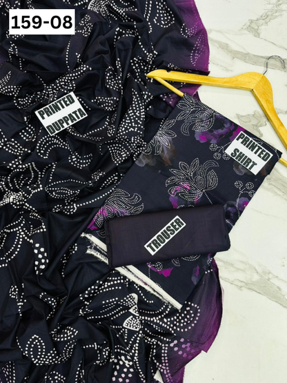 VOL 159 | DS 08 | DIGITAL PRINTED LINEN 3PC LINEN DUPATTA