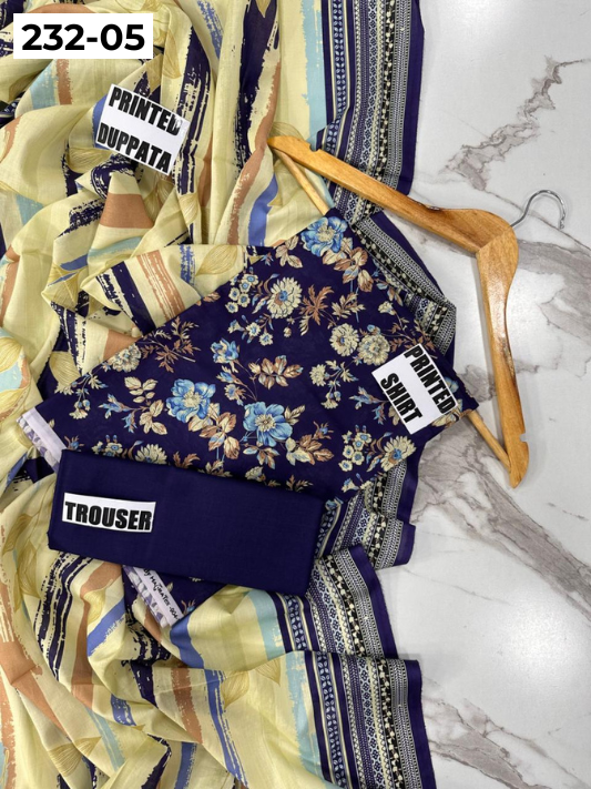 VOL 232 | DS 05 | Sapphire LAWN |  DIGITAL PRINTED LAWN THREE PIECES LAWN SHIRT LAWN DUPATTA
