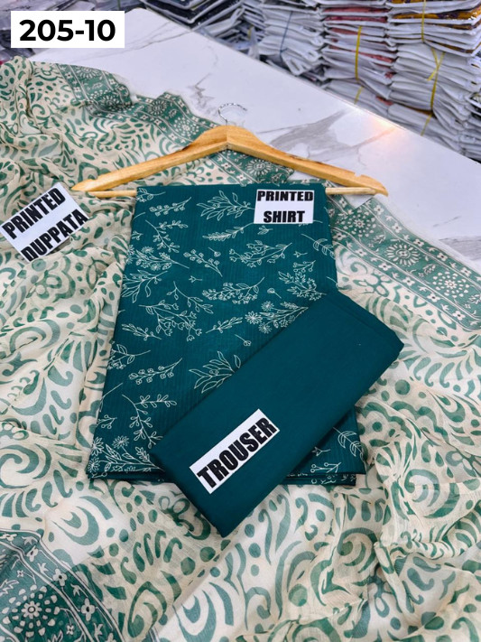 VOL 205 | DS 10 | DIGITAL PRINTED BANADORA LAWN SHIRT PLAIN TROUSER BAMBER CHIFFON DUPATTA