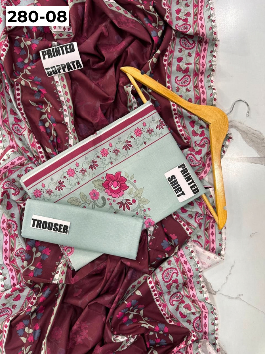 VOL 280 | 08 | WARDA BY SHANAYA | DIGITAL PRINTED 3PC CORDUROY KHADDAR SUIT | PRINTED SHIRT, TROUSER & DUPATTA