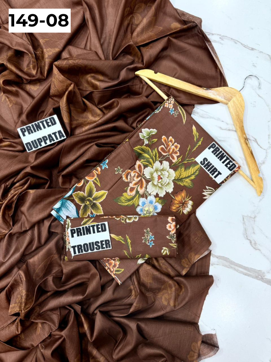 VOL 149 | DS 08 | DIGITAL PRINTED LAWN 3PC VOIL LAWN DUPATTA