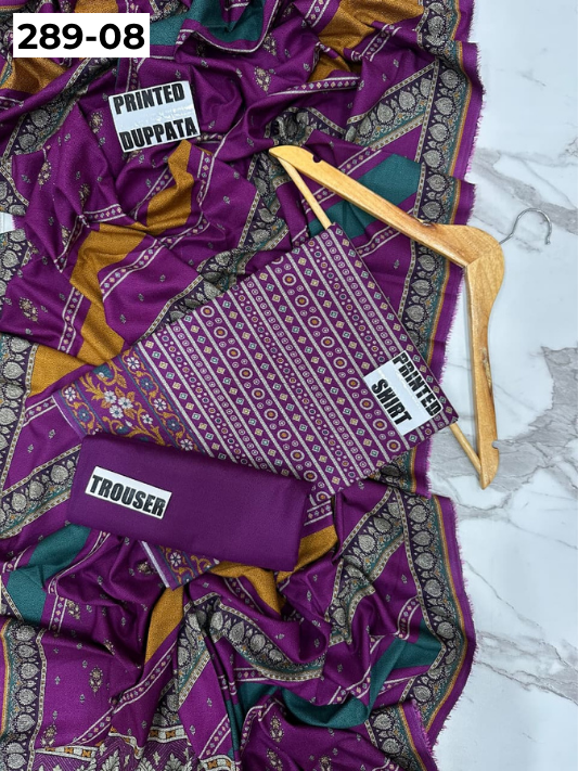 VOL 289 | DS 08 | PREMIUM DHANAK WINTER COLLECTON - DIGITAL PRINTED 3 PIECE SUIT | Printed Allover Shirt | Plain Dyed Matching Trouser | Printed Dupatta