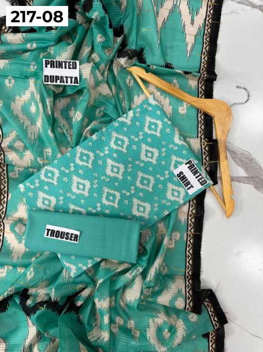 VOL 217 | DS 08 | BinSaeed LAWN DIGITAL PRINTED BANADORA LAWN SHIRT PLAIN TROUSER TARKASHI FANCY DUPATTA