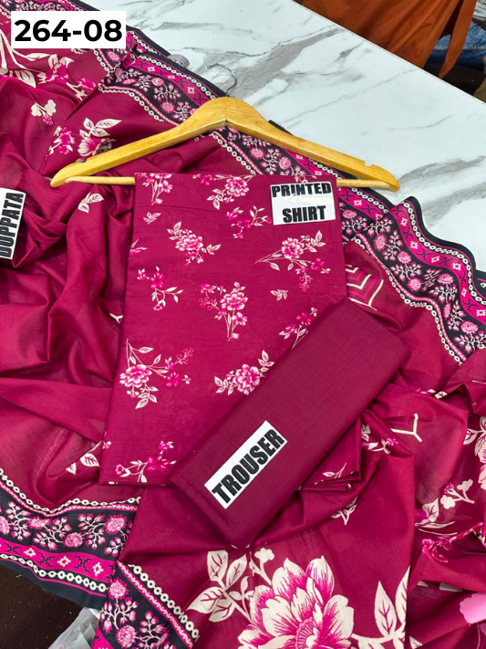 VOL 264 | DS 08 | Mirha LAWN | DIGITAL PRINTED LAWN 3PC PRINTED LAWN SHIRT PLAIN TROUSER PRINTED LAWN DUPATTA