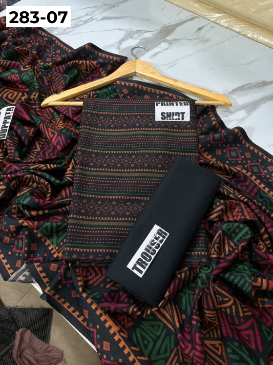 VOL 283 | DS 07 | PREMIUM DHANAK WINTER COLLECTON - DIGITAL PRINTED 3 PIECE SUIT