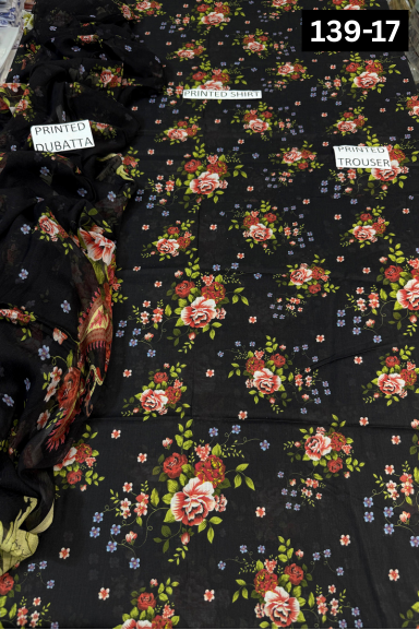 VOL 139 | DS 17 | DIGITAL PRINTED LAWN 3PC BAMBER CHIFFON DUPATTA