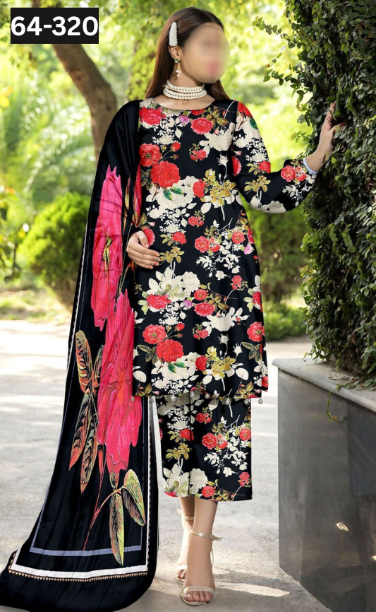 VOL 64 | DS C320 | DIGITAL PRINTED KHADDAR 3PC KHADDAR DUPATTA