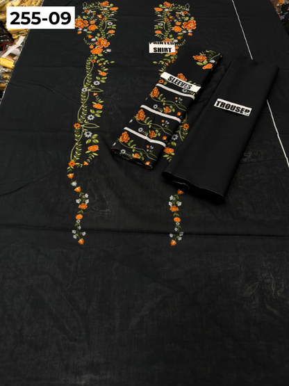 VOL 255 | DS 09 | PRINTED HIT CODES LAWN 2PC | DIGITAL PRINTED LAWN SHIRT PLAIN COTTON TROUSER