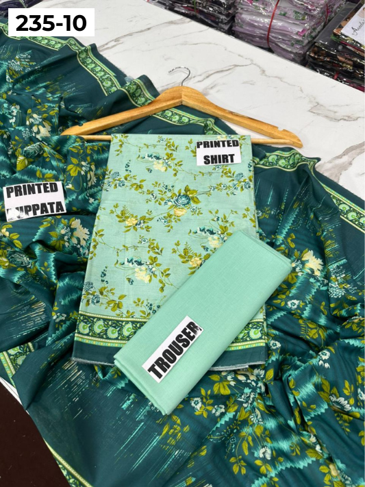 VOL 235 | DS 10 | Mirha LAWN |  DIGITAL PRINTED LAWN 3PC PRINTED LAWN SHIRT PLAIN TROUSER PRINTED LAWN DUPATTA