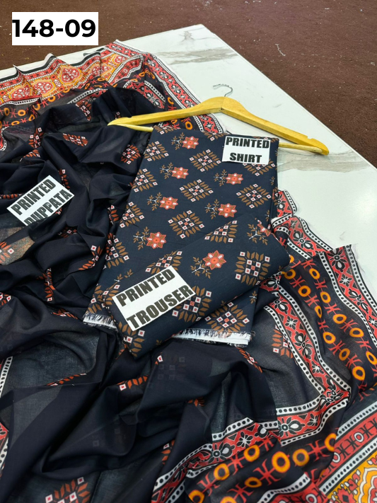 VOL 148 | DS 09 | DIGITAL PRINTED LAWN 3PC VOIL LAWN DUPATTA