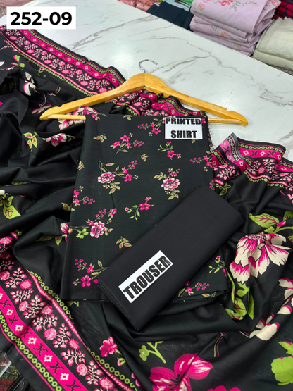 VOL 252 | DS 09 | Mirha LAWN | DIGITAL PRINTED LAWN 3PC PRINTED LAWN SHIRT PLAIN TROUSER PRINTED LAWN DUPATTA