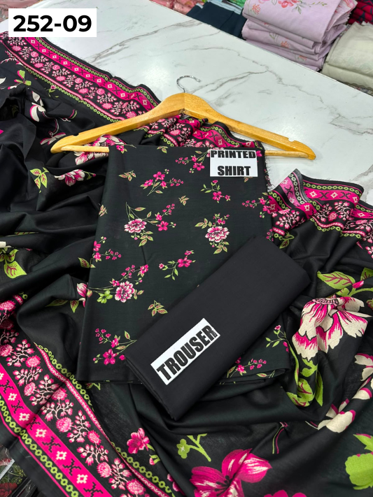VOL 252 | DS 09 | Mirha LAWN | DIGITAL PRINTED LAWN 3PC PRINTED LAWN SHIRT PLAIN TROUSER PRINTED LAWN DUPATTA