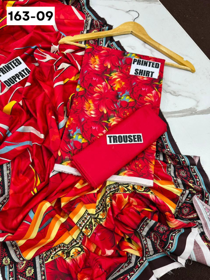 VOL 163 | DS 09 | DIGITAL PRINTED LINEN 3PC LINEN DUPATTA