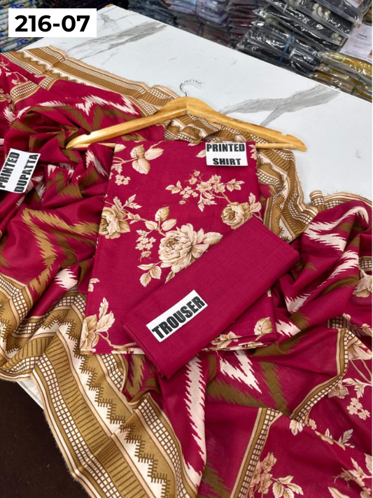 VOL 216 | DS 07 | Mirha LAWN 3PC | DIGITAL PRINTED LAWN SHIRT PLAIN TROUSER LAWN DUPATTA