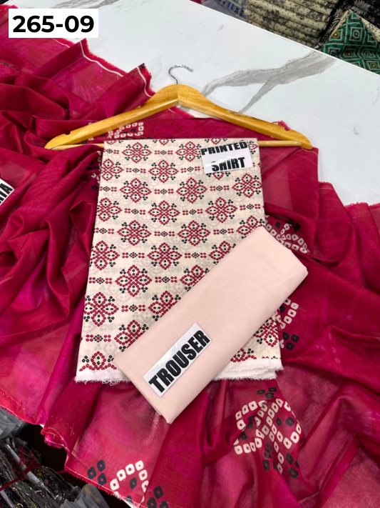 VOL 265 | DS 09 | LALA CLASSIC | DIGITAL PRINTED 3PC LAWN SHIRT, DYED TROUSER, PRINTED VOIL DUPATTA