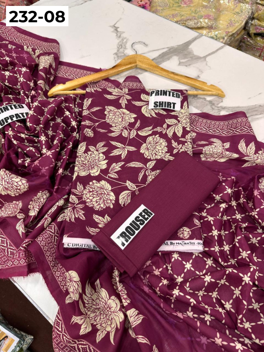VOL 232 | DS 08 | Sapphire LAWN |  DIGITAL PRINTED LAWN THREE PIECES LAWN SHIRT LAWN DUPATTA