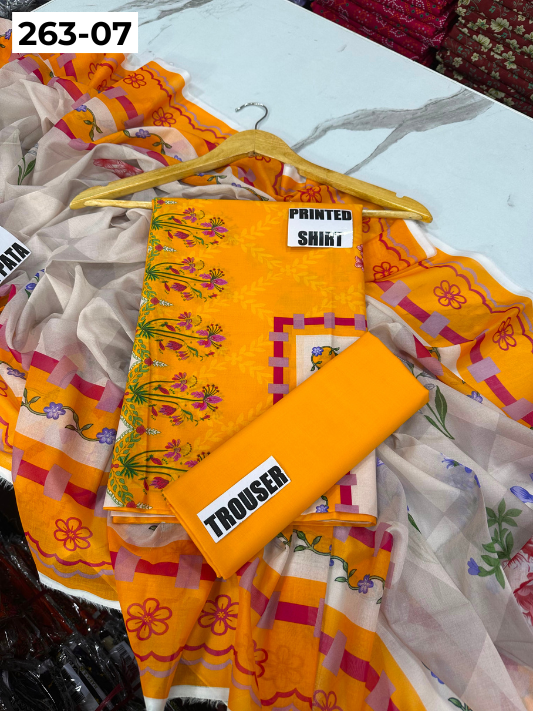 VOL 263 | DS 07 | RIWAYAT By SHANAYA | DIGITAL PRINTED 3PC LAWN SHIRT, DYED TROUSER, PRINTED VOIL DUPATTA