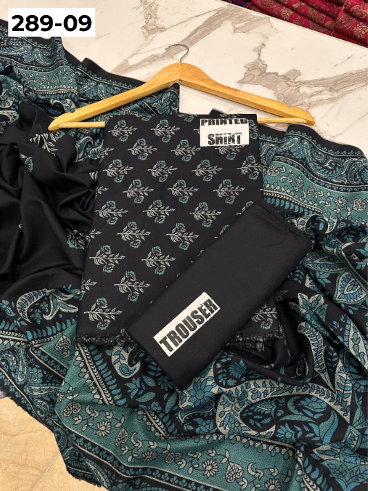 VOL 289 | DS 09 | PREMIUM DHANAK WINTER COLLECTON - DIGITAL PRINTED 3 PIECE SUIT | Printed Allover Shirt | Plain Dyed Matching Trouser | Printed Dupatta
