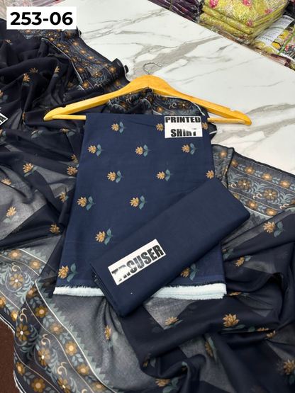 VOL 253 | DS 06 | GULNAAR | DIGITAL PRINTED 3PC LAWN SHIRT, DYED TROUSER, PRINTED VOIL DUPATTA