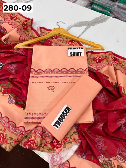 VOL 280 | 09 | WARDA BY SHANAYA | DIGITAL PRINTED 3PC CORDUROY KHADDAR SUIT | PRINTED SHIRT, TROUSER & DUPATTA