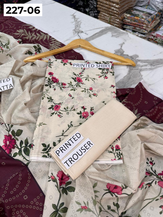 VOL 227 | DS 06 | DIGITAL PRINTED LAWN 3PC PRINTED LAWN SHIRT PLAIN TROUSER PRINTED LAWN DUPATTA