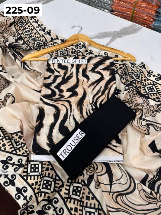 VOL 225 | DS 09 | Mirha LAWN |  DIGITAL PRINTED LAWN 3PC PRINTED LAWN SHIRT PLAIN TROUSER PRINTED LAWN DUPATTA