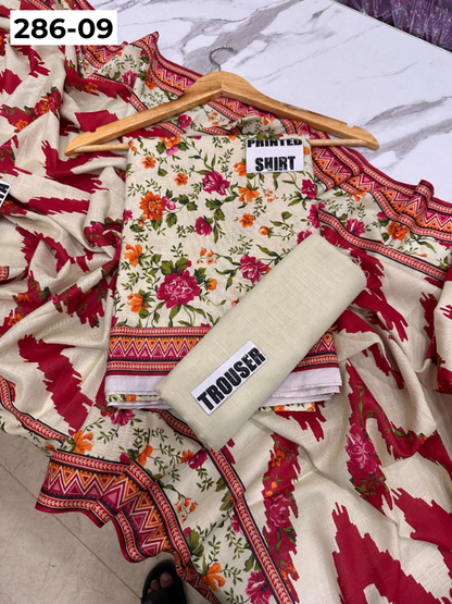 VOL 286 | 09 | BINSAEED | DIGITAL PRINTED 3PC KHADDAR SUIT | PRINTED SHIRT, TROUSER & DUPATTA